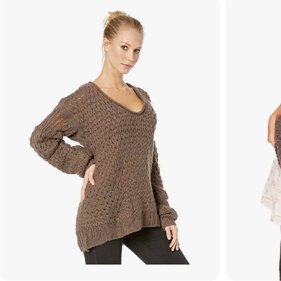 Free People Vneck Sweater in Brown - Picture 3 of 5